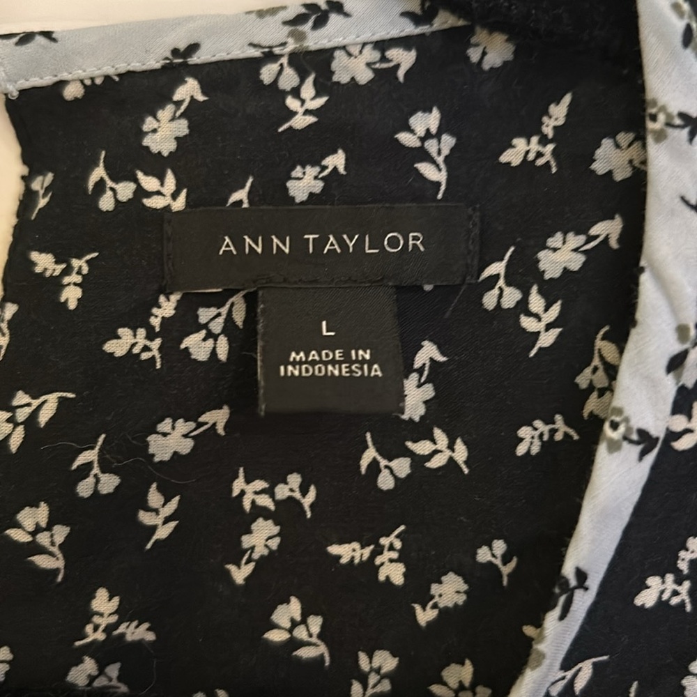 Ann Taylor Babydoll black blue orange floral dress - Picture 4 of 4
